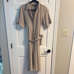 Zara linen blend shirt dress